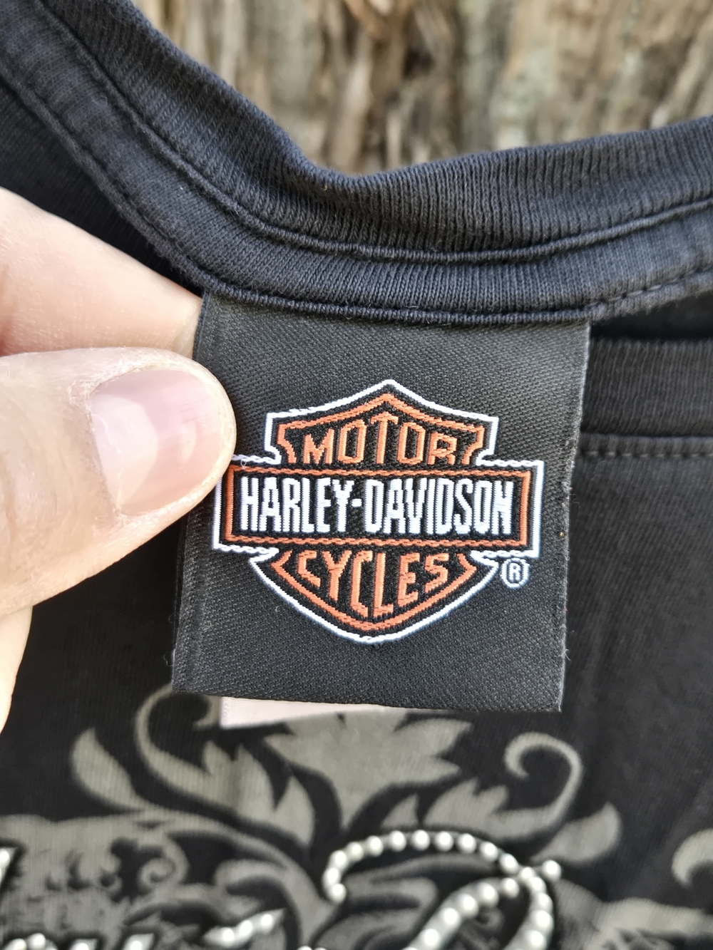 Harley-Davidson T-shirt Rhinestone-embellished logo and floral design Medium - Picture 3 of 8
